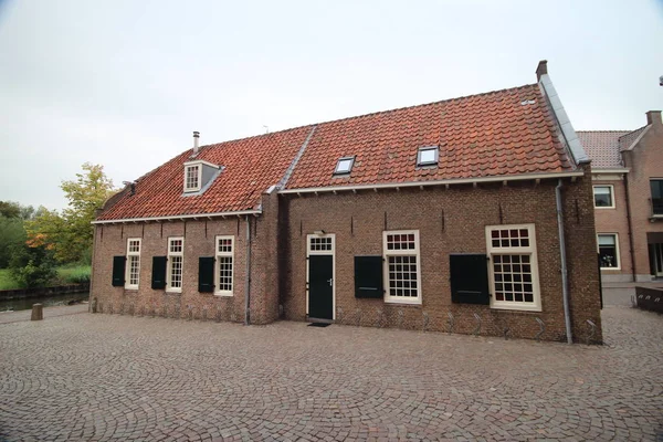 Staré Starověkých Budov Jako Kostelů Radnice Města Oudewater Kde Středověku — Stock fotografie