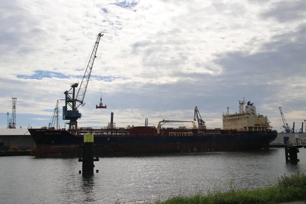 Kräne Und Schiffe Hafen Von Rotterdam Bei Heijpaat Hafen Von — Stockfoto