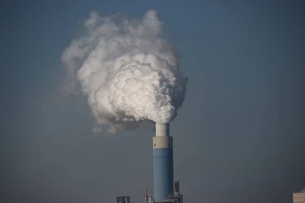 Vapor Sale Chimenea Central Eléctrica Carbón Engie Puerto Rotterdam Maasvlakte —  Fotos de Stock