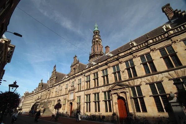 Oude Stadhuis Aan Breestraat Binnenstad Van Stad Leiden Nederland — Stockfoto