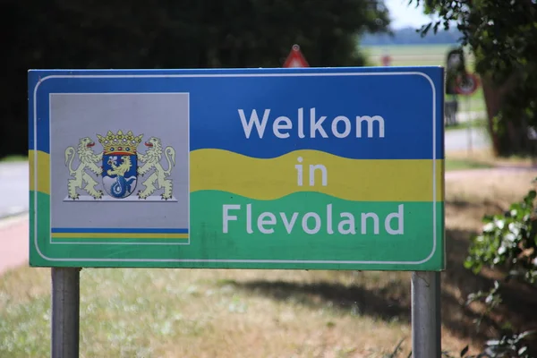 Sign in dutch language to say welcome to the state Flevoland at the City of Lemmer