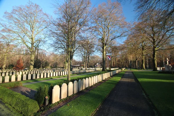Gravestones Estátuas Campo Militar Honra Grebberberg Nos Países Baixos Onde — Fotografia de Stock
