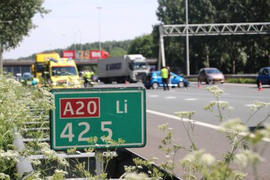 car crash on Motorway A20 at Nieuwerkerk aan den IJssel in the Netherlands
