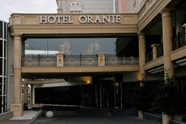 Otel van Oranje, otel Orange yüksek toplum olarak yer Noordwijk beach Promenade Hollanda Kuzey denizde deniz kenarında