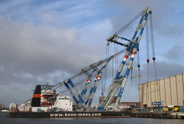 来自邦梅斯的适航护发 在鹿特丹港的 Heijplaat 港起重能力从400吨到1 800 吨不等 — 图库照片