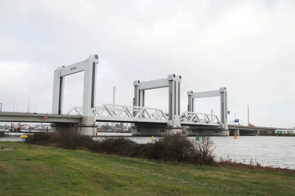 Most Nejvíce Selhání Nizozemsku Botlekbrug Dálnici A15 Rotterdamu — Stock fotografie