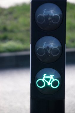 Special traffic light high and low and button to put the light on green in The Hague