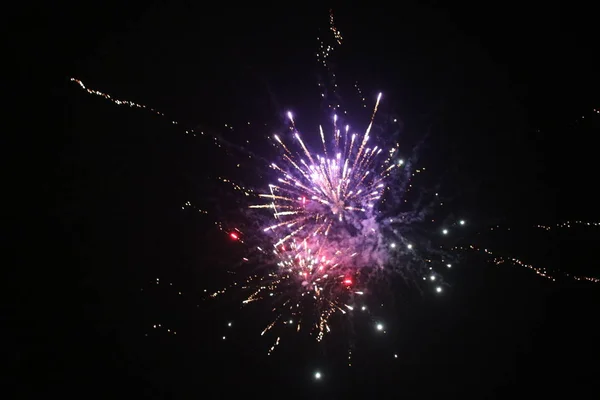 Várias Cores Fogos Artifício Explodindo Céu Nieuwerkerk Aan Den Ijssel — Fotografia de Stock