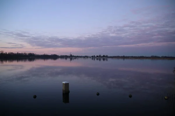 Sonnenuntergang Spiegelt Sich Über Dem Wasser Des Rottemeren Und Der — Stockfoto