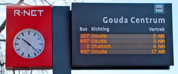 Busstop Centrum Gli Autobus Net Nel Centro Gouda Nei Paesi — Foto Stock