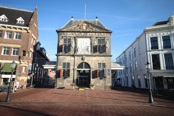 The former cheese weighting building named de Waag on the market square downtown Gouda