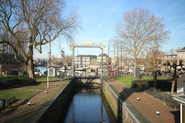 Mallegatsluis Esclusa Que Conecta Río Hollandsche Ijssel Antiguo Puerto Gouda — Foto de Stock