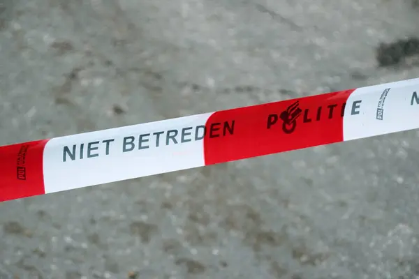 Tape Met Tekst Geef Geen Van Nederlandse Politie Politie Een — Stockfoto