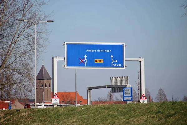 Dynamic Direction Sign Which Switches One Bridges Julianasluis Gouda Opens — Stock Photo, Image