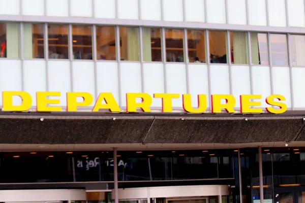 Είσοδος Για Αναχωρήσεις Στο Αεροδρόμιο Ρότερνταμ Hague Στην Ειδική Γραμματοσειρά — Φωτογραφία Αρχείου