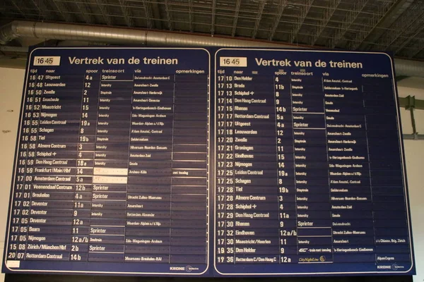 Velha Placa Partida Estação Central Utrecht Museam Ferroviário Como Dos — Fotografia de Stock