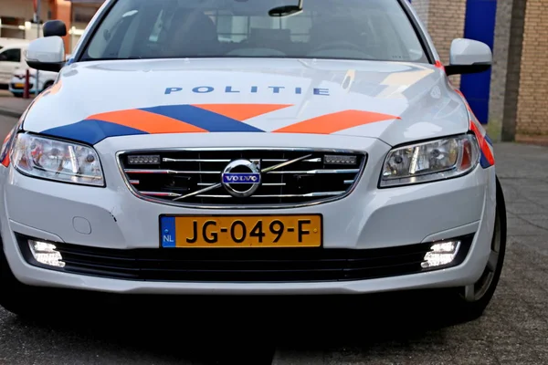 Politie Voertuig Van Het Verkeer Afdeling Bij Een Incident Nieuwerkerk — Stockfoto