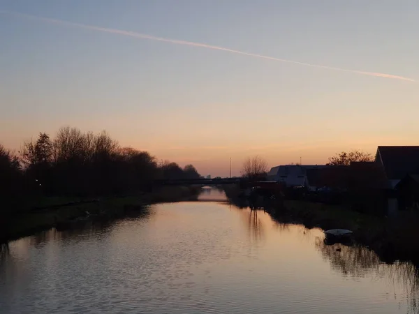 Ring Canal Alexanderpolder Carretera Local Llamada Bermweg Nieuwerkerk Aan Den — Foto de Stock