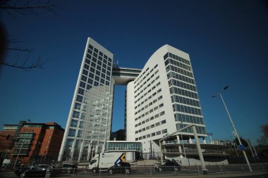 Office building with nickname the coffee machine for the SDU publishers which was former international court building in the Hague the Netherlands clipart