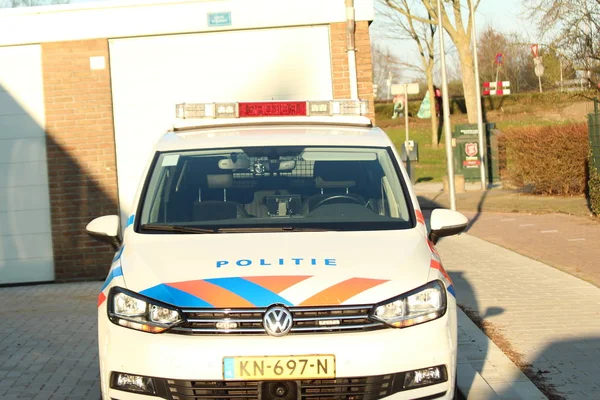 Coche Policía Holandés Estacionado Calle Nieuwerkerk Aan Den Ijssel Los —  Fotos de Stock