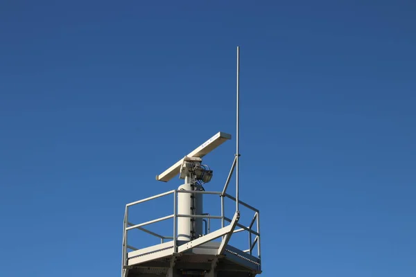 Antenna Radar Del Traffico Porto Ijmuiden Guidare Navi Nei Paesi — Foto Stock