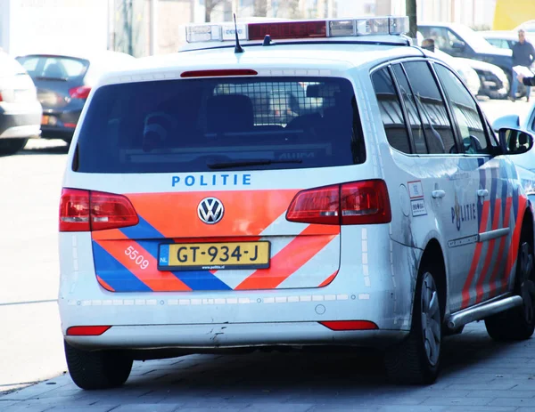 Auto Della Polizia Parcheggiata Lato Caso Incidente Aia Paesi Bassi — Foto Stock