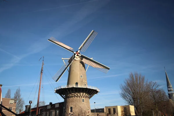 Wiatrak Roode Leeuw Red Lion Englisch Turfsingel Centrum Miasta Gouda — Zdjęcie stockowe