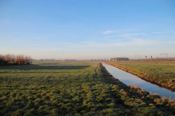 Поля Холоде Самой Низкой Области Нидерландов Названы Zuidplaspolder Moordrecht Рядом — стоковое фото