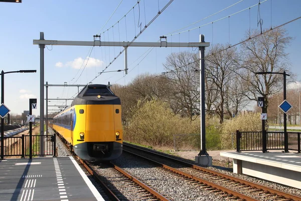 Icm Koploper Trens Apressa Plataforma Vedação Nova Estação Ferroviária Zoetermeer — Fotografia de Stock