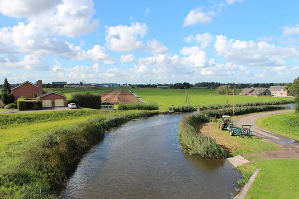 Canal Annulaire Zuidplaspolder Moordrecht Avec Ciel Bleu Vue Ensemble Grand — Photo