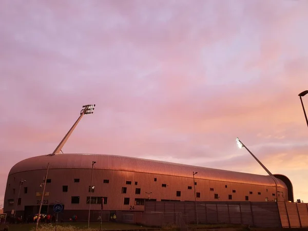 Farbiger Himmel Über Dem Jeans Stadion Den Haag Den Niederlanden — Stockfoto