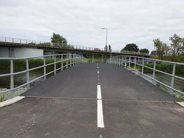 Nouveau Pont Cycle Sur Zuidplaspolder Canal Annulaire District Gouda Westergouwe — Photo