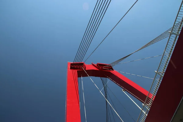 Rood Gekleurde Willemsbrug Nieuwe Maas Rotterdam Nederland — Stockfoto