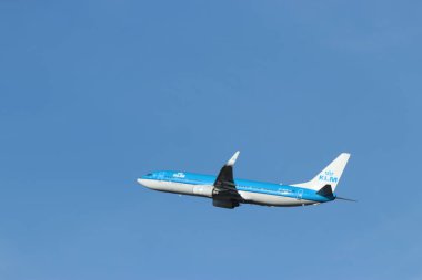 Uçak Amsterdam Schiphol Havaalanı Ph-Bxh Klm Royal Dutch Airlines Boeing 737-8k2 (Wl 06-24 Kaagbaan kalkış olduğunu)