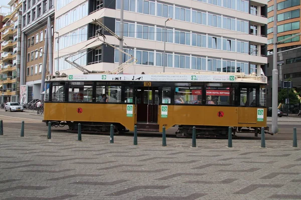 Vecchia Street Car Willemsplein Rotterdam Tour Turistici Tutta Città — Foto Stock