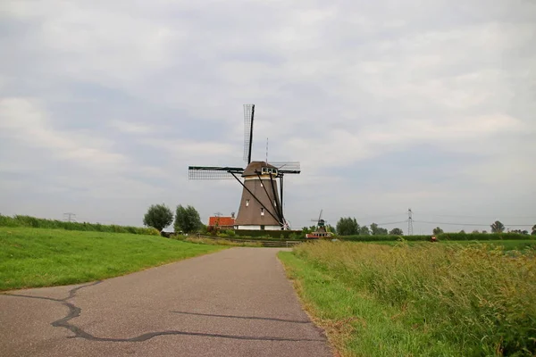 Wiatrak Molenviergang Zevenhuizen Holandii Aby Utrzymać Tweemanspolder Prawidłowym Poziomie Wody — Zdjęcie stockowe