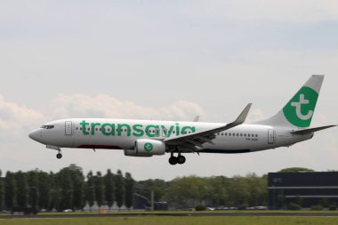 Ph-Hxn Transavia Boeing 737-8k2 Uçak Aalsmeerbaan 36r-18l Hollanda Amsterdam Schiphol havaalanında