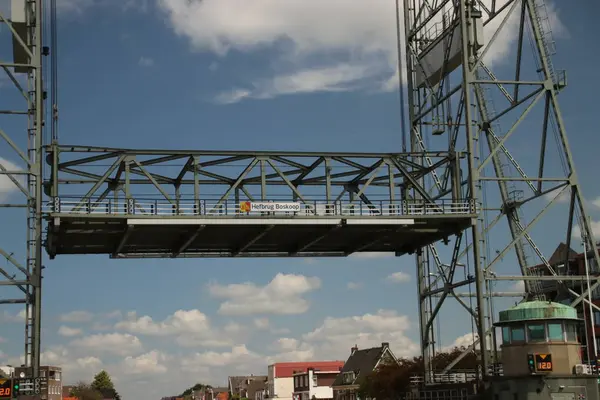Steel Vertical Lifting Bridge Gouwe Canal Boskoop Netherlands — Stock Photo, Image