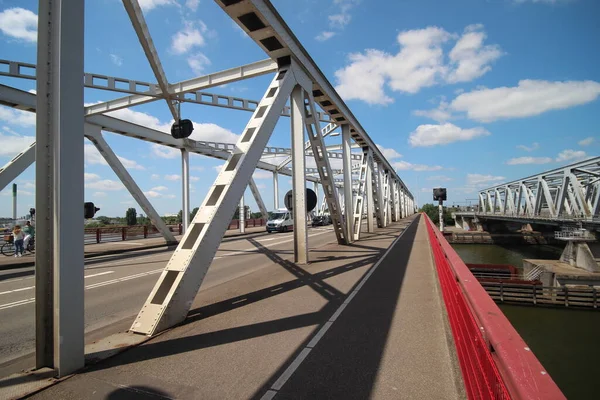 Most Spoorbrug Dordrecht Most Drogowy Zwijndrechtse Brug Holandii Nad Merwede — Zdjęcie stockowe