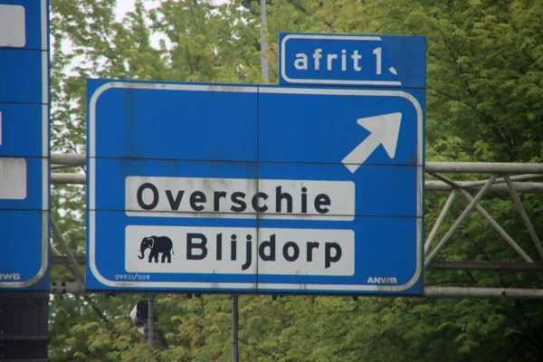 Kierunek Niebieski Biały Kierunek Rotterdam Overschie Blijdorp Zoo Autostradzie A13 — Zdjęcie stockowe