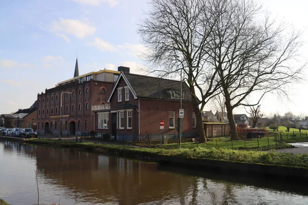 Pontes Edifícios Longo Canal Circular Zuidplaspolder Nieuwerkerk Aan Den Ijssel — Fotografia de Stock