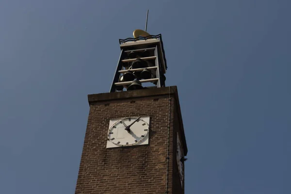 Tour Église Avec Carillon Horloge Nieuwerkerk Aan Den Ijssel — Photo