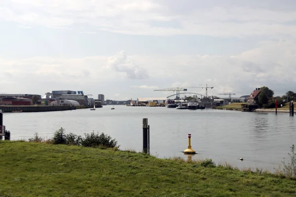 Fleuve Hollandsche Ijssel Dirige Vers Port Rotterdam Krimpen Aan Den — Photo