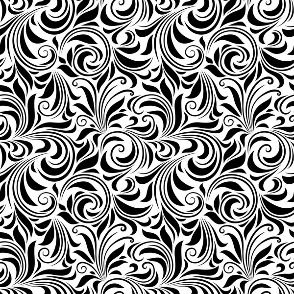 Vector Seamless Black White Floral Pattern — Stock Vector