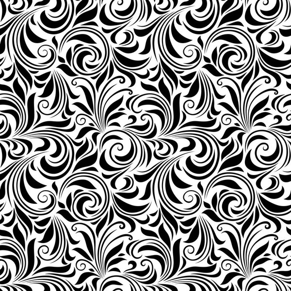 Vector seamless black and white floral pattern.