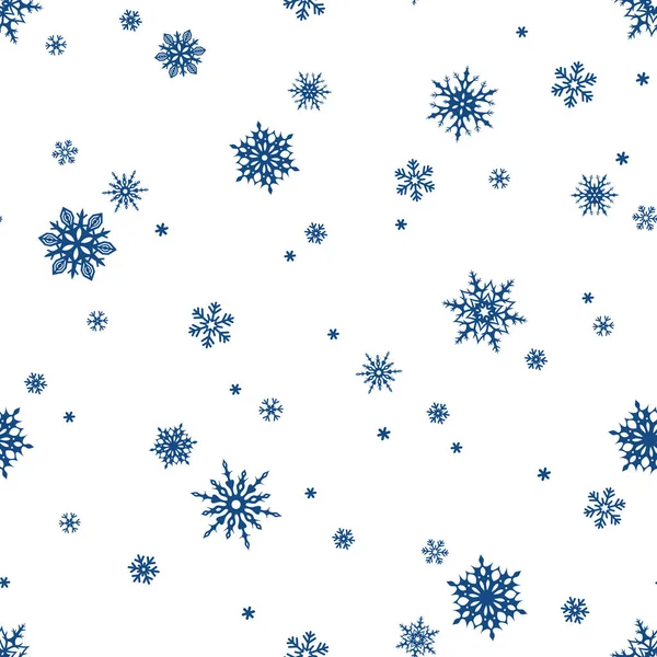 Patrón Sin Costuras Vectorial Con Copos Nieve Azules Sobre Fondo — Vector de stock