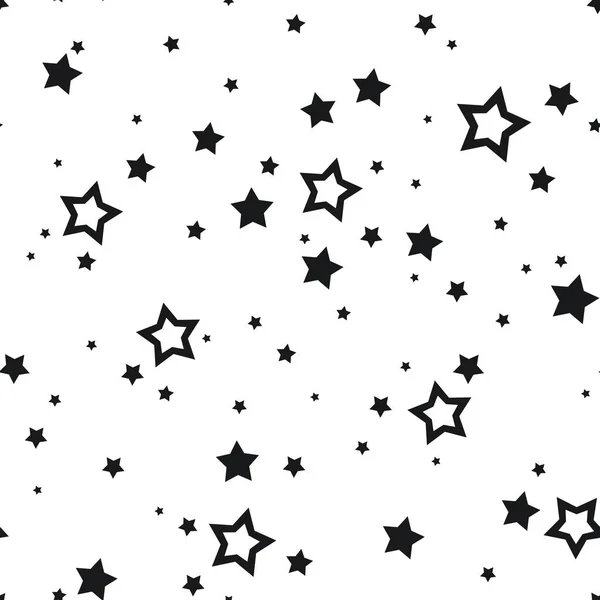 Vector Seamless Pattern Black Stars White Background — Stock Vector