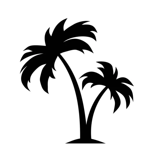 Vektorová Černá Silueta Palmových Stromů Izolovaná Bílém Pozadí — Stockový vektor
