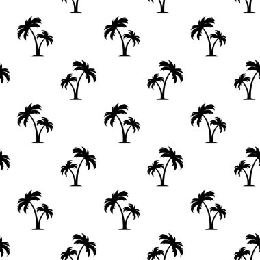 Palmiye ağaçları ile vektör siyah ve beyaz dikişsiz desen.