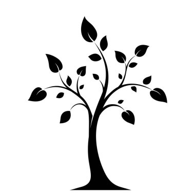 Beyaz arka plan üzerinde izole edilmiş bir ağacın vektör siyah silueti.